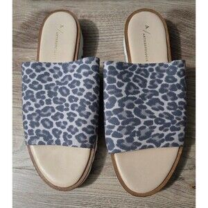 Anthropologie Cady Sport Slides Black Leopard Print Sandals Size 9.5 41